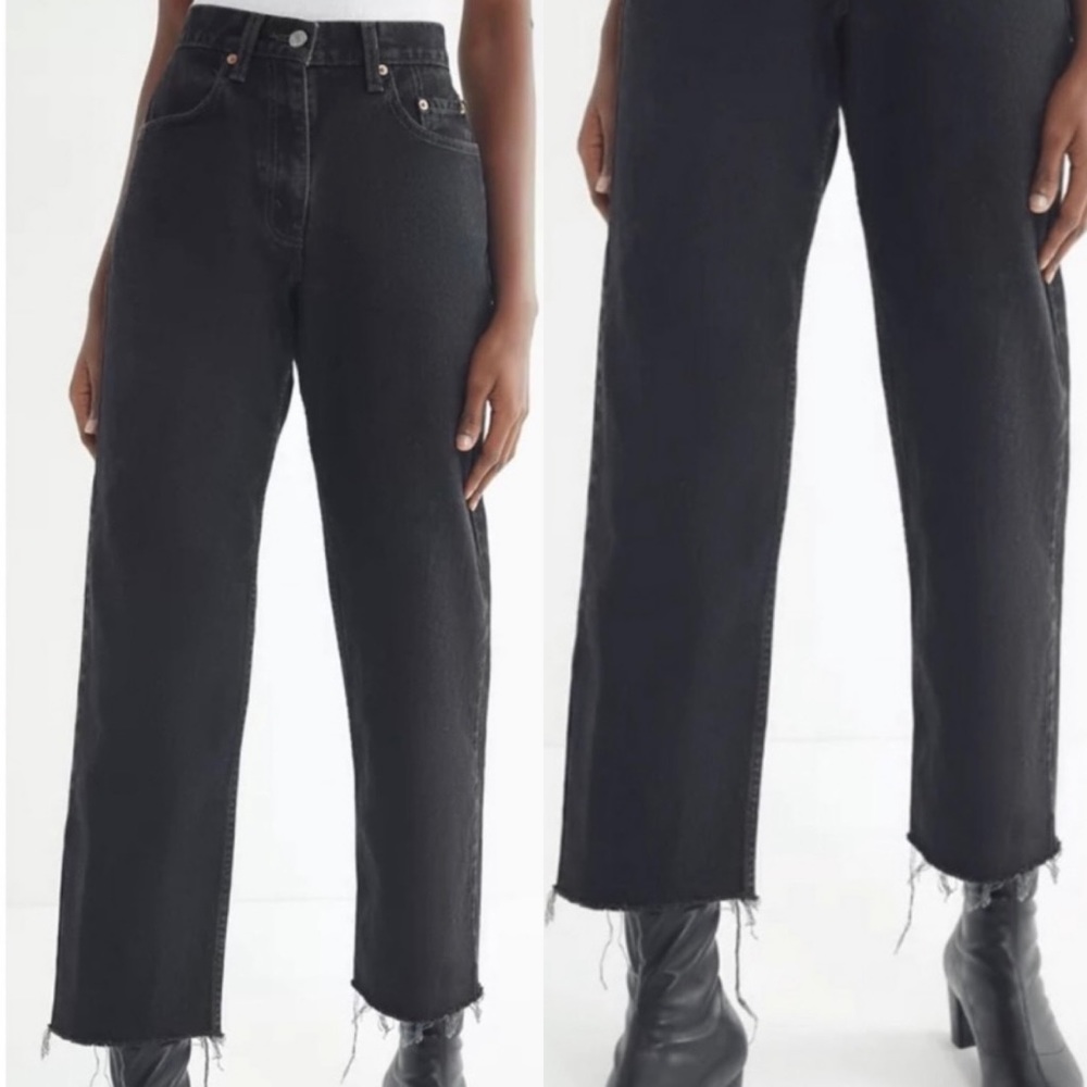 Levi's 550 Black Relaxed Fit Raw Hem Jeans Size 27